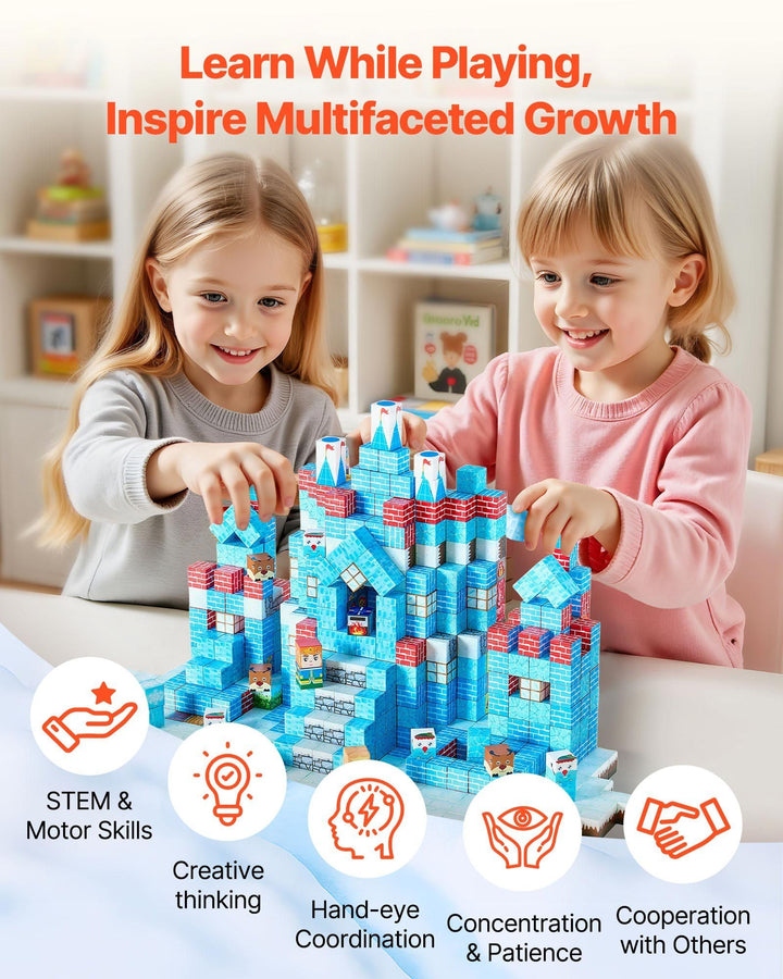 VEVOR Magnetic Blocks 150 PCS Glacier Castle Set STEM Montessori Sensory Toys - US Stores