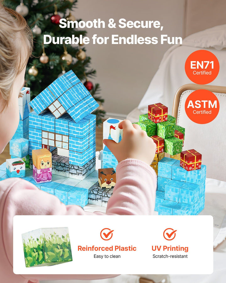 VEVOR Magnetic Blocks 150 PCS Glacier Castle Set STEM Montessori Sensory Toys - US Stores