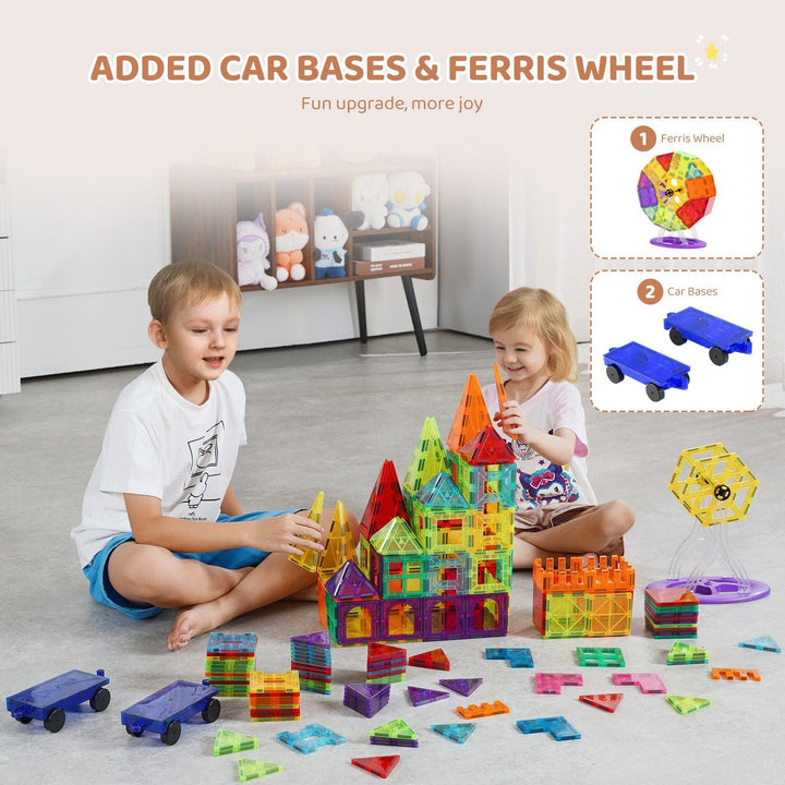 VEVOR Magnetic Tiles Magnetic Building Toy 180 PCS Magnet Blocks for Kids 3D Set - US Stores