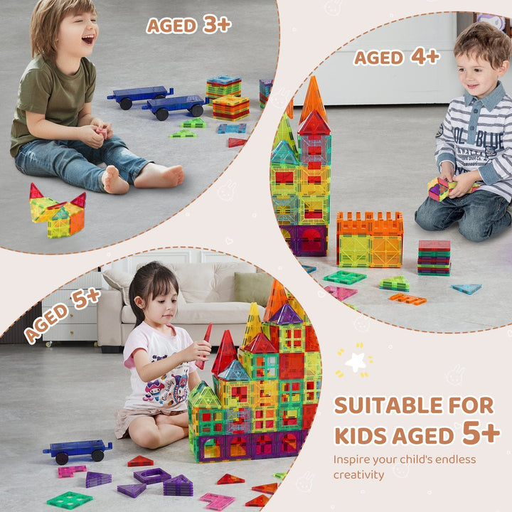 VEVOR Magnetic Tiles Magnetic Building Toy 180 PCS Magnet Blocks for Kids 3D Set - US Stores
