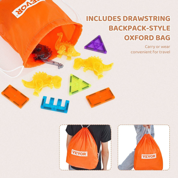 VEVOR Magnetic Tiles Magnetic Building Toy 56 PCS Magnet Blocks for Kids 3D Set - US Stores