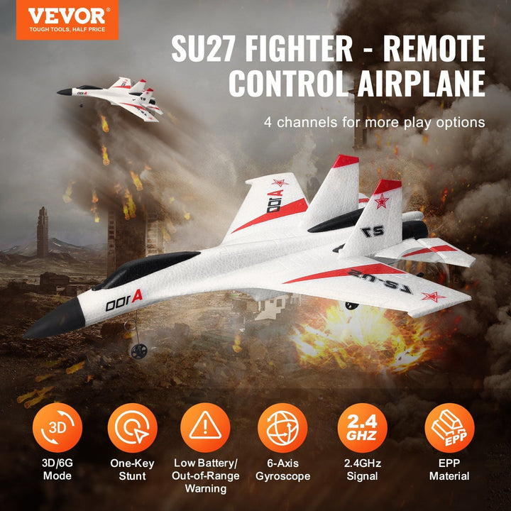 VEVOR RC Airplane Fighter EPP Foam RC Plane Toy 2.4GHz Remote Control 3D/6G Mode - US Stores