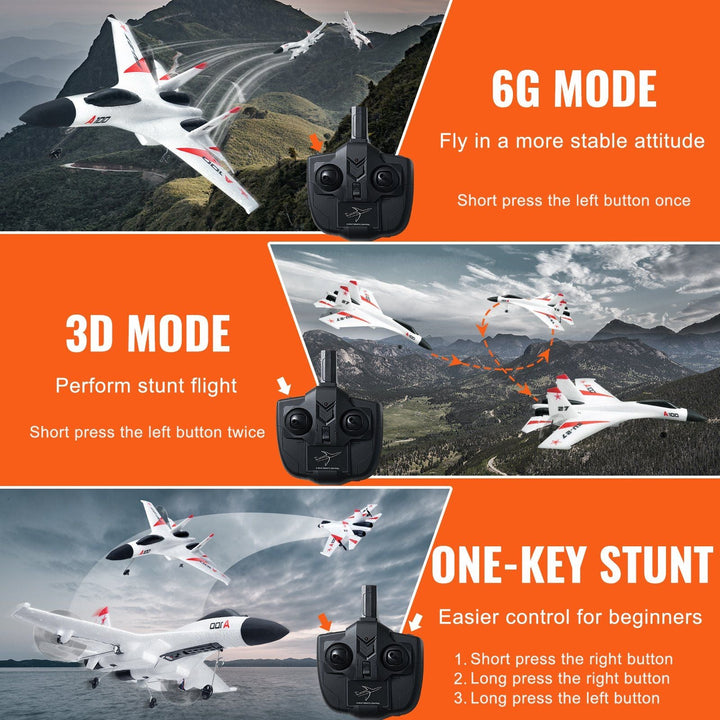 VEVOR RC Airplane Fighter EPP Foam RC Plane Toy 2.4GHz Remote Control 3D/6G Mode - US Stores