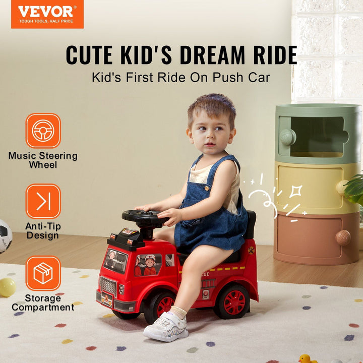 VEVOR Ride On Push Car for Toddlers 1 - 3, Sit to Stand Racer with Music Wheel, Under - Seat Storage, Classic Kids Ride On Toy, Red - US Stores