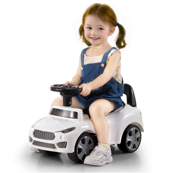 VEVOR Ride On Push Car for Toddlers 1 - 3, Sit to Stand Ride Racer with Music Steering Wheel & Storage, Kids Ride On Toy, White - US Stores