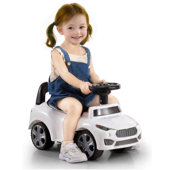 VEVOR Ride On Push Car for Toddlers 1 - 3, Sit to Stand Ride Racer with Music Steering Wheel & Storage, Kids Ride On Toy, White - US Stores