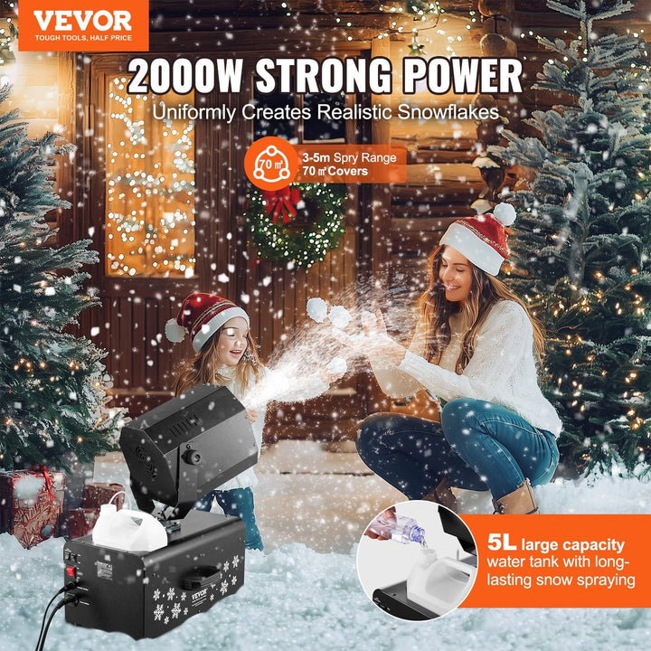 VEVOR Snow Machine 2000W Wireless Remote Swing Snow Making Machine for Holiday - US Stores