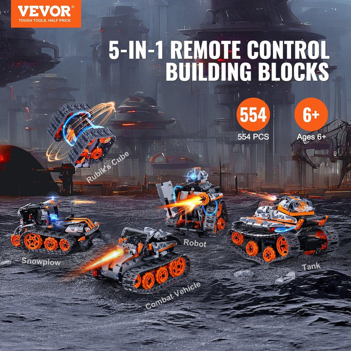 VEVOR STEM Building Toys for Kids 5 in 1 App & Remote Control Car/Robot 554 PCS - US Stores