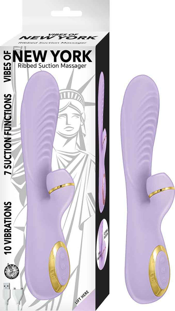 Vibes of New York Ribbed Suction Massager - Lavender - US Stores