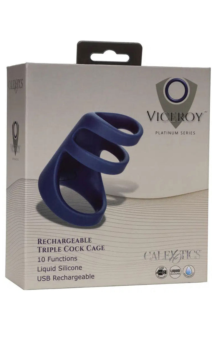 Viceroy Rechargeable Triple Cock Cage - Blue - US Stores