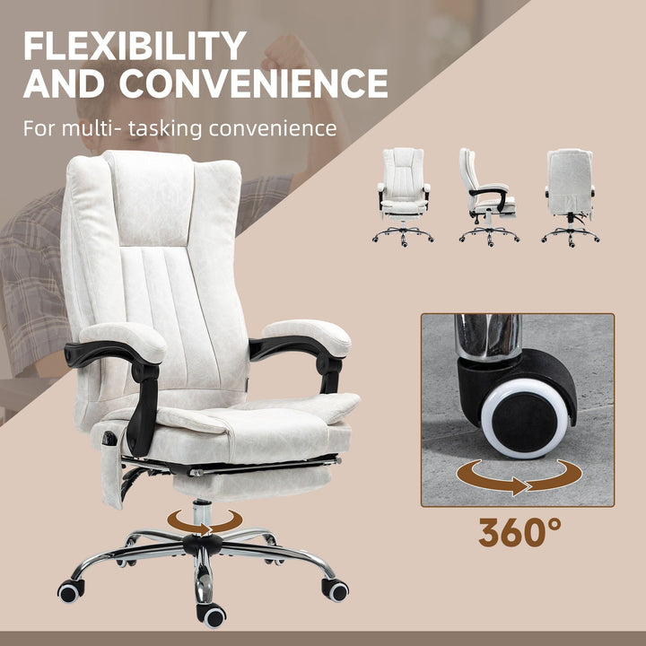 Vinsetto Massage Office Chair with 6 Points and Heat, Reclining Computer Chair with Adjustable Height and Footrest, White - US Stores