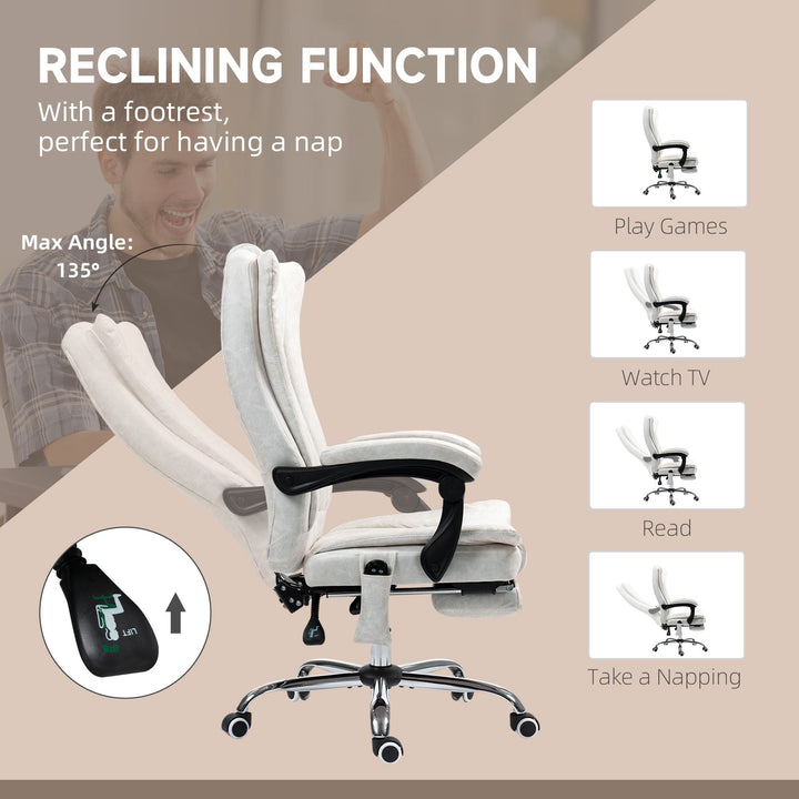 Vinsetto Massage Office Chair with 6 Points and Heat, Reclining Computer Chair with Adjustable Height and Footrest, White - US Stores