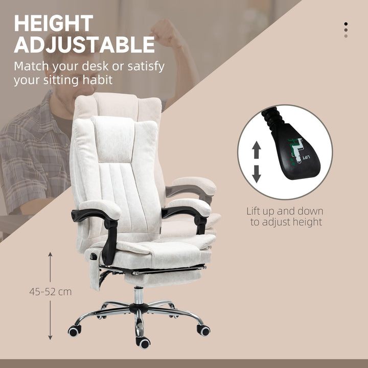 Vinsetto Massage Office Chair with 6 Points and Heat, Reclining Computer Chair with Adjustable Height and Footrest, White - US Stores