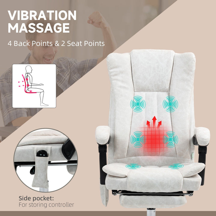 Vinsetto Massage Office Chair with 6 Points and Heat, Reclining Computer Chair with Adjustable Height and Footrest, White - US Stores