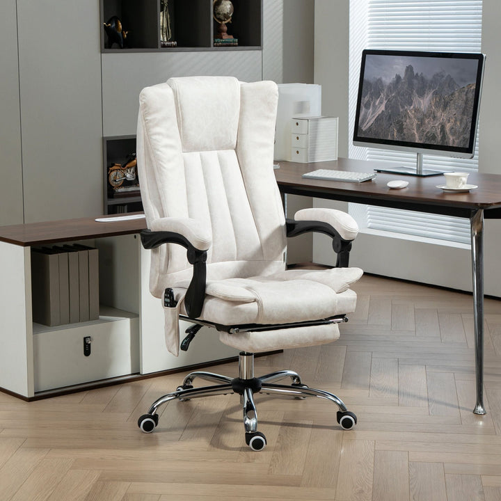 Vinsetto Massage Office Chair with 6 Points and Heat, Reclining Computer Chair with Adjustable Height and Footrest, White - US Stores
