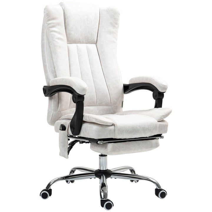 Vinsetto Massage Office Chair with 6 Points and Heat, Reclining Computer Chair with Adjustable Height and Footrest, White - US Stores