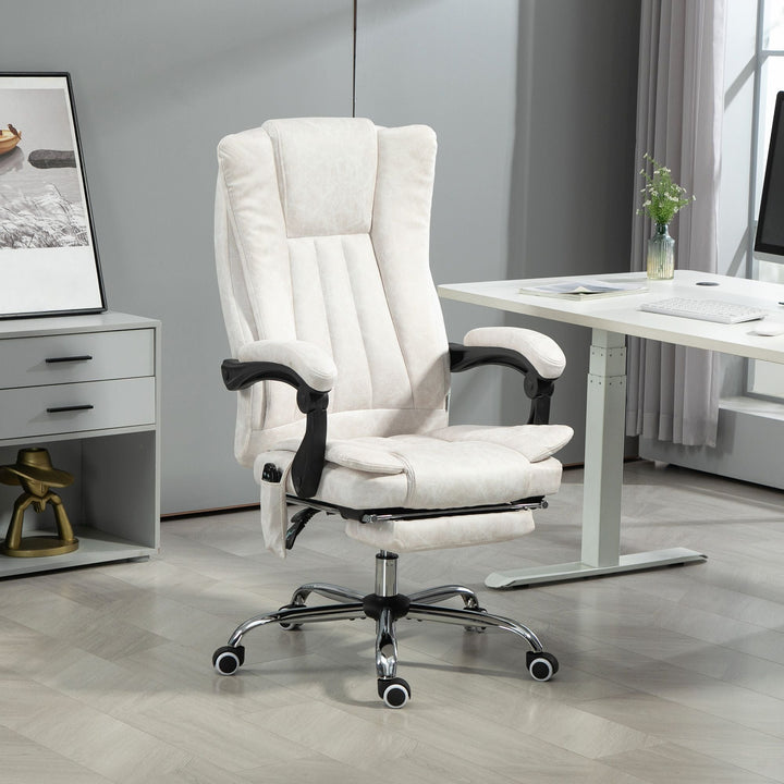 Vinsetto Massage Office Chair with 6 Points and Heat, Reclining Computer Chair with Adjustable Height and Footrest, White - US Stores