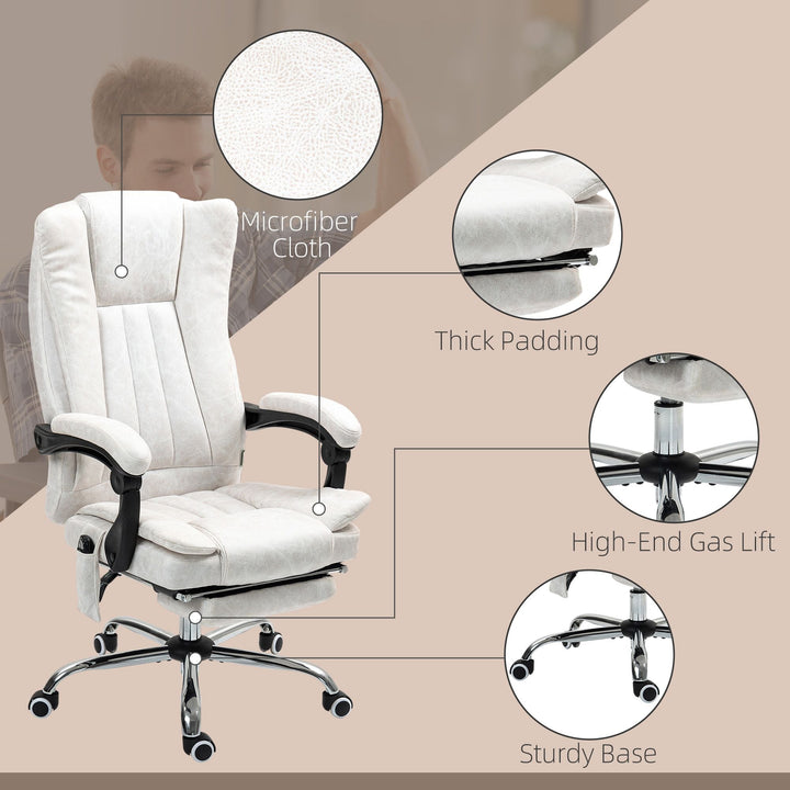 Vinsetto Massage Office Chair with 6 Points and Heat, Reclining Computer Chair with Adjustable Height and Footrest, White - US Stores