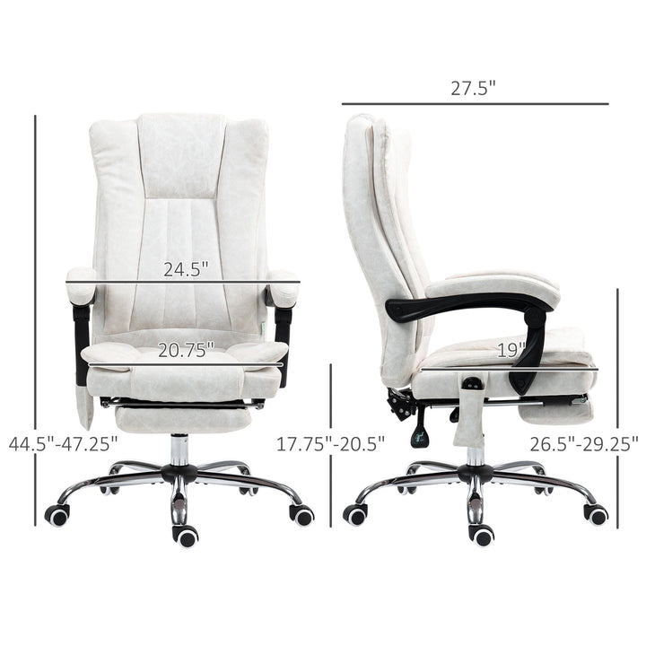 Vinsetto Massage Office Chair with 6 Points and Heat, Reclining Computer Chair with Adjustable Height and Footrest, White - US Stores