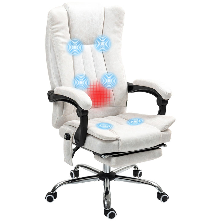 Vinsetto Massage Office Chair with 6 Points and Heat, Reclining Computer Chair with Adjustable Height and Footrest, White - US Stores