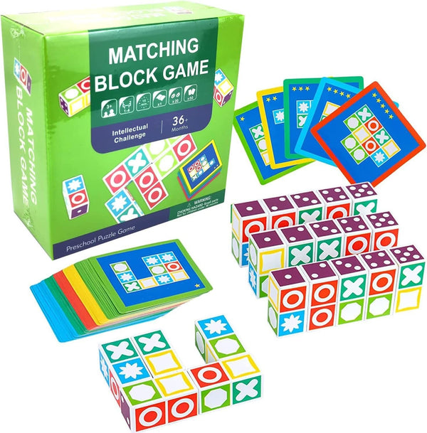 Wooden Puzzle Building Cubes Game for Adults and Kids 3+ All Ages; New Wave Logical Puzzle Match Games - US Stores