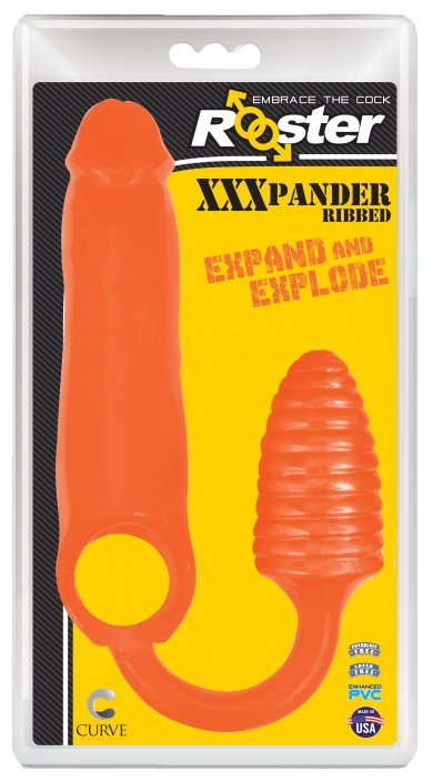 XXXPander Sheath with Ribbed Plug - Orange - US Stores