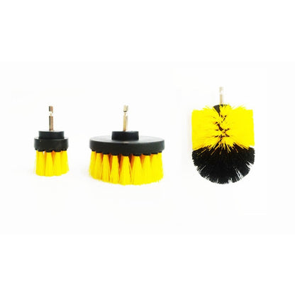  Front view of small round, large round, and rounded drill cleaning brushes arranged on a white background.